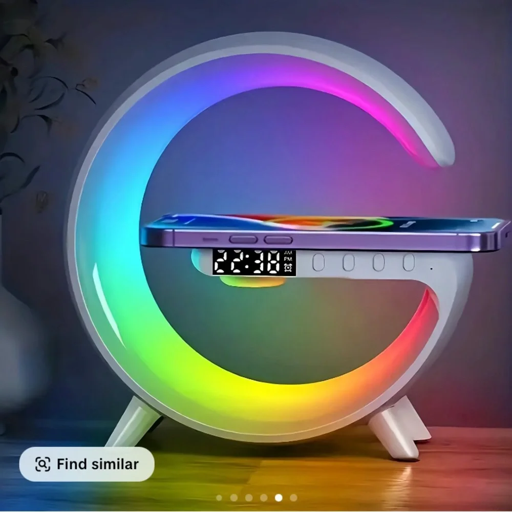 Multicolor LED Clock with Wireless Charging - Picture 2 of 10